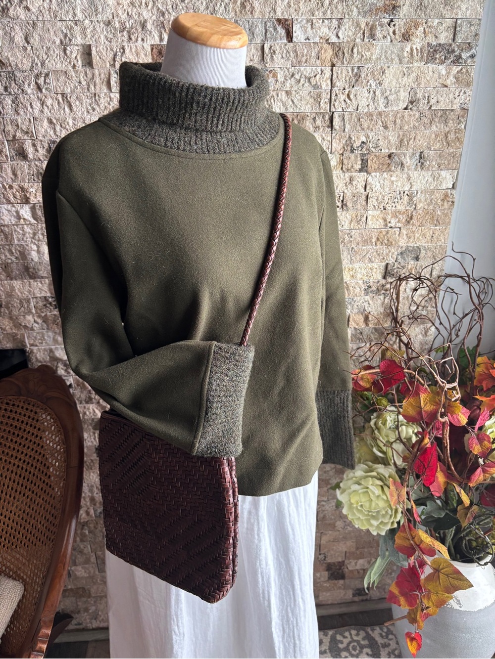 Banana Republic Olive Green Cowl Neck Pullover